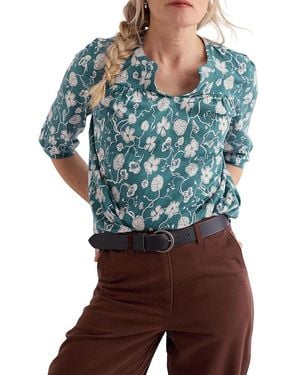 Seasalt Cornwall Little Sun 3/4 Sleeve Relaxed Top - Blue