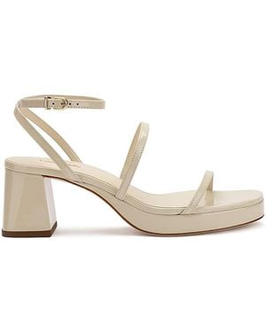 Larroude Gio Block Heel Sandals - Natural