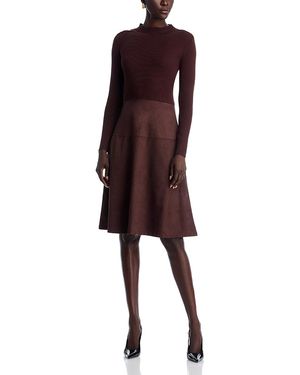 Tahari Mock Neck Long Sleeve Dress - Purple