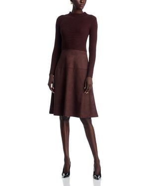 Tahari Mock Neck Long Sleeve Dress - Purple