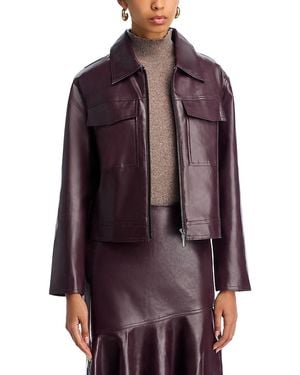French Connection Kayleigh Faux Leather Bomber Jacket - Purple