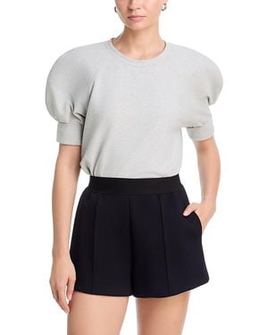 Norma Kamali Short Sleeve Bomber Sweatshirt - White