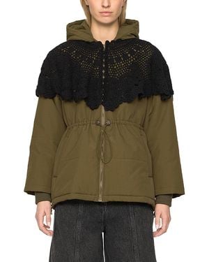 Sea Wright Crochet Cape Puffer Coat - Brown