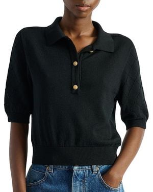 Balmain Knitted 3-Button Polo - Black