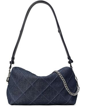 Tory Burch Fleming Large Diamond Quilted Denim Crossbody Bag - Blue