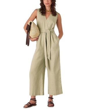 Whistles Belted Seamed Linen Jumpsuit - Natural