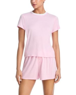 Aqua Great Escape Tee & Shorts Pajama Set - Pink