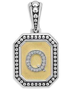 Lagos Signature Caviar Sterling & 18K Octagon Diamond A Initial Charm, 0.05 Tcw - Metallic