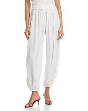 Aqua Crochet Waist Balloon Pants - White