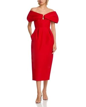 Carolina Herrera Silk Off-The-Shoulder Column Dress - Red
