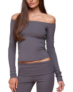 Edikted Tezia Off Shoulder Long Sleeve Top - Purple
