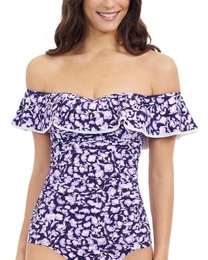 Gottex Juliette Off Shoulder Ruffle Tankini Top - Blue