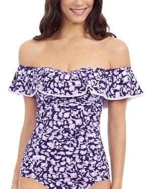 Gottex Juliette Off Shoulder Ruffle Tankini Top - Blue
