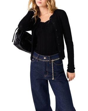 Maje Pointelle Knit Cardigan - Black