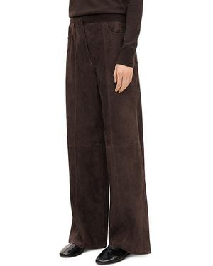 Theory High Rise Suede Wide Leg Jeans - Brown