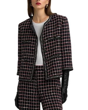 St. John Windowpane Tweed Jacket - Black