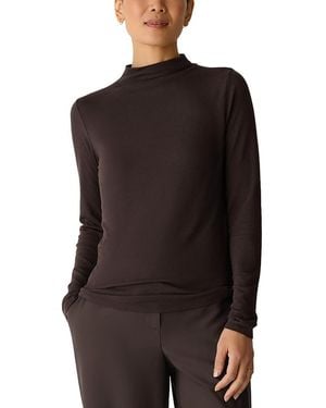 Eileen Fisher Funnel Neck Long Sleeve Tee - Black