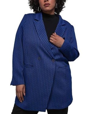 WILDFANG Plus The Empower Jacquard Double Breasted Blazer - Blue