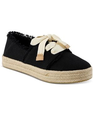 TOMS Carolina Lace Up Espadrille Trainers - Black
