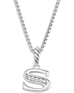 David Yurman Pave Initial Pendant Necklace - White