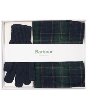 Barbour Tartan Scarf & Glove Gift Set - Blue