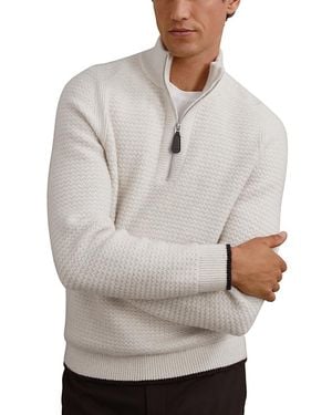 Reiss Stockdale Half Zip Textured Sweater - Gray