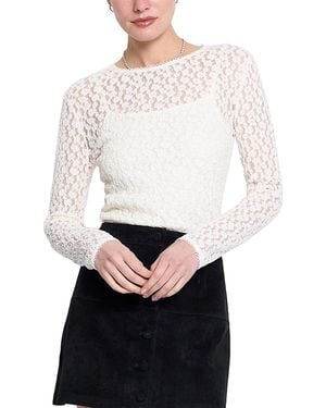 Central Park West Scarlet Stretch Lace Crew Neck Top - White