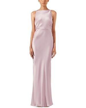 Shona Joy La Lune High Neck Ruched Gown - Pink