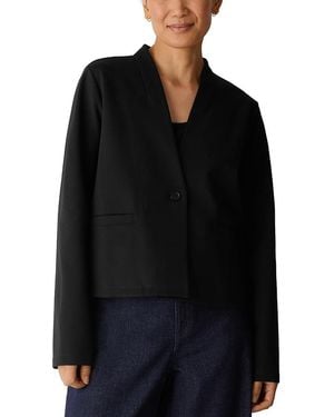 Eileen Fisher Flex Ponte High Collar Cropped Jacket - Black