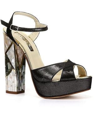freya rose Cher Noir Ankle Strap Pearl Heel Sandal - White