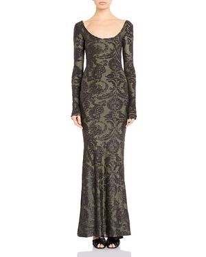 Etro Floral Scoop Neck Maxi Dress - Gray