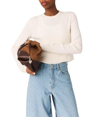 Maje Wool Blend Long Sleeve Sweater - Blue