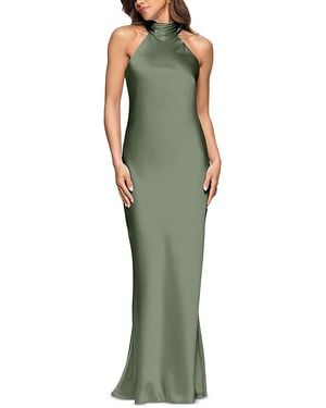 Aqua Sleeveless Satin Gown - Green