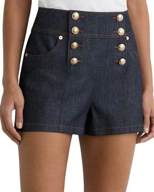 Reiss Skylar Button Front Denim Shorts - Blue
