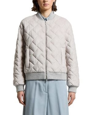 Peserico Quilted Velvet Bomber Jacket - Gray
