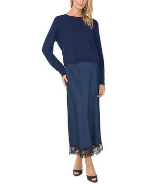 Vince Camuto Two Piece Look Crewneck Slip Dress - Blue