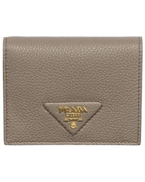 Prada Small Leather Wallet - Gray
