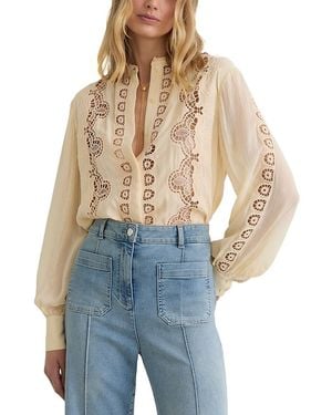 Reiss Mia Lace Blouse - Blue