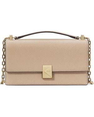 Kate Spade Deco Pebbled Leather Mini Flap Chain Crossbody - Natural