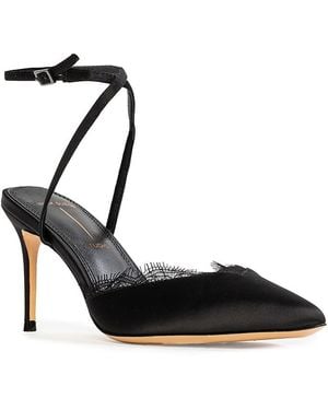 Black Suede Studio Lacey Ankle Strap Pumps - Black
