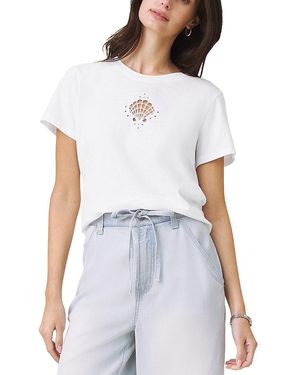 Splendid Seashell Embellished Tee - White