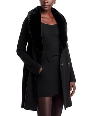 Tahari Faux Fur Collar Milano Stitch Jacket - Black