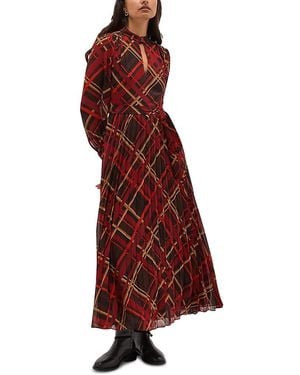 Hobbs Ophelia Pleated Blouson Sleeve Dress - Red