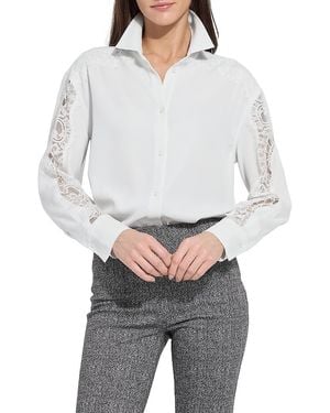 Lyssé Natasha Lace Trim Shirt - Grey