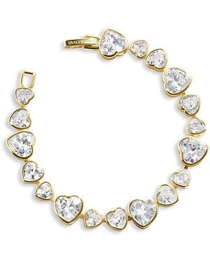 BaubleBar Zadie Cubic Zirconia Heart Tennis Bracelet - Metallic