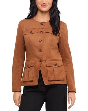Karen Kane Faux Suede Cargo Shirt Jacket - Brown
