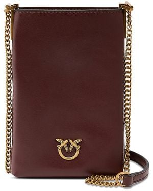 Pinko Vitello Leather Phone Case - Brown