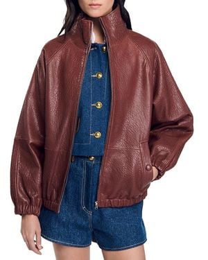 Sandro Jordan Leather Jacket - Purple