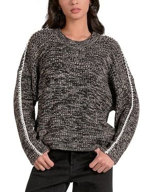Elan Ribbed Blanket Stitch Sweater - Gray