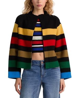 Alice + Olivia Pearson Striped Sweater Jacket - Red